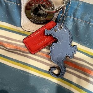 COACH nylon stripe tote with rope/leather straps